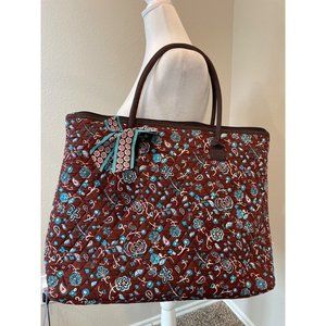 Belvah Maroon & Blue Paisley Large Tote Bag